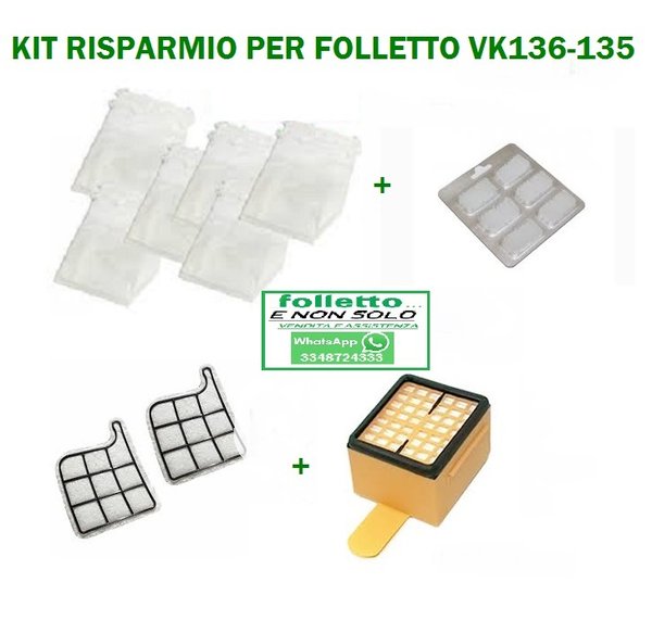 Kit Risparmio Sacchetti Per Folletto VK135 VK136